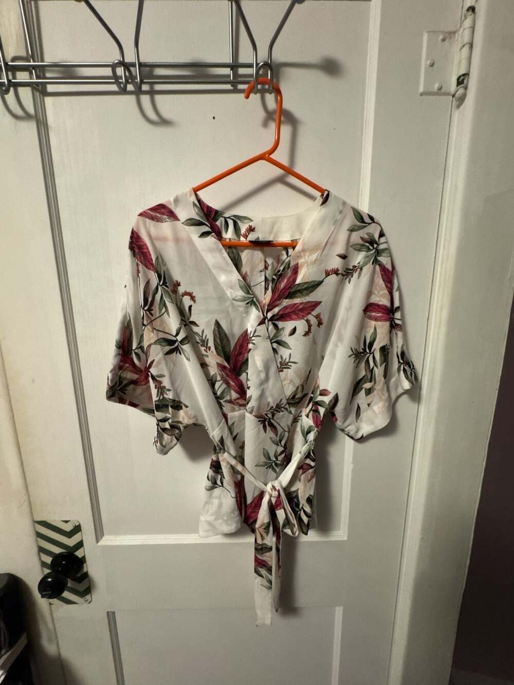 Worthington Floral Print Kimono Style Wrap Top